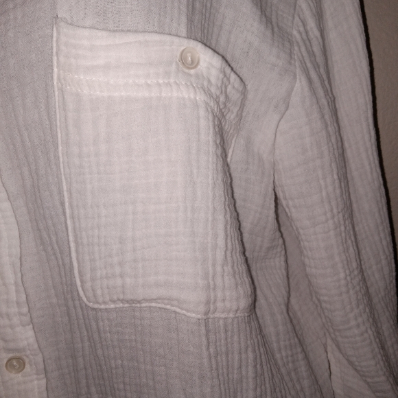Sanctuary White Button Down Cotton Gauze Blouse - Picture 3 of 7
